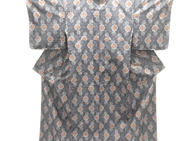 JAPANESE KIMONO / OSHIMA TSUMUGI / WOVEN FLOWER CREST